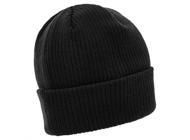 Zima Beanie BLK JR Ribbestrikket lue med oppkant 
